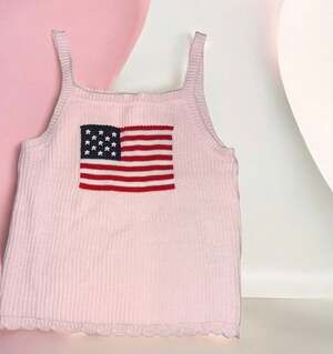 No Comment Girls American Flag Ribbed Knit Tank Top NWT